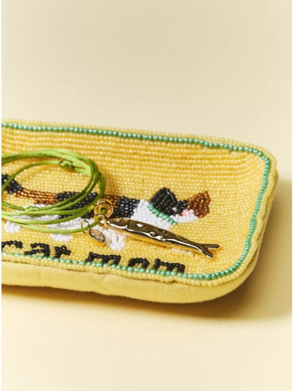 Anthropologie Fiona Cat Mom Beaded Tray Mini Jewelry Trinket NEW - Picture 2 of 5